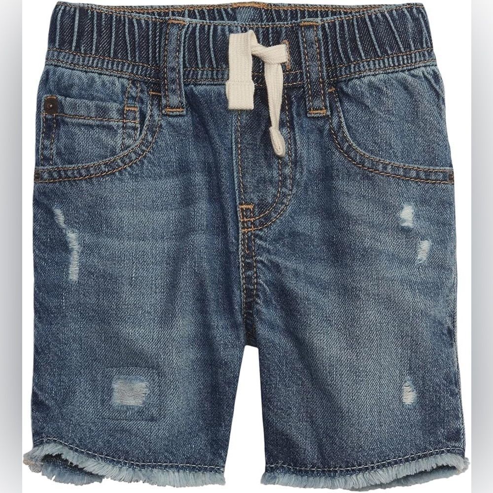 GAP Kids Girls Toddler Blue Denim Distressed 100% Cotton Pull-On Shorts. 3. 3T.
